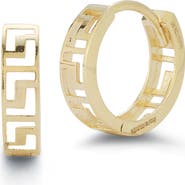 Ember Fine Jewelry 14K Gold Greek Keys Huggie Hoop Earrings
