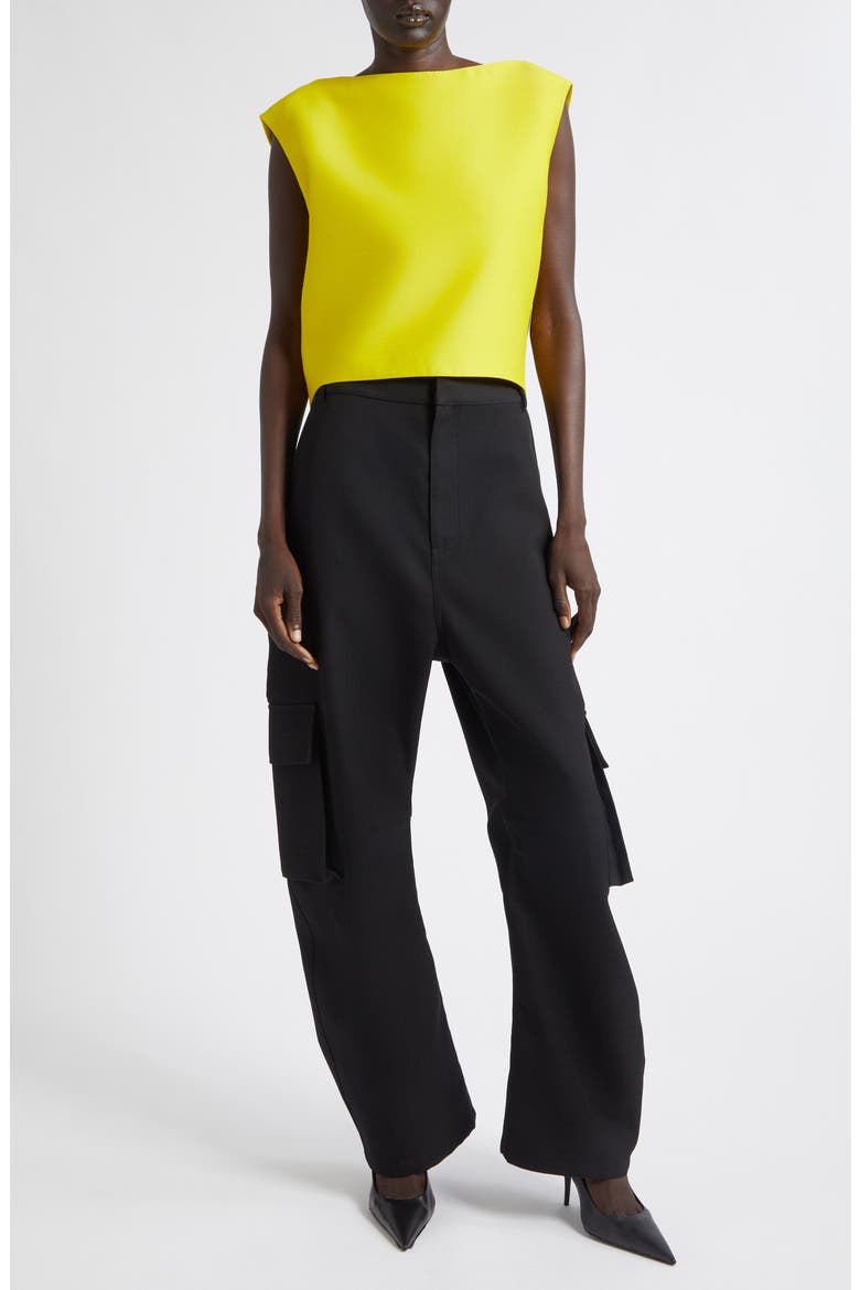 Crop Wool & Silk Drape Back Top, Alternate, color, 7200 LEMON
