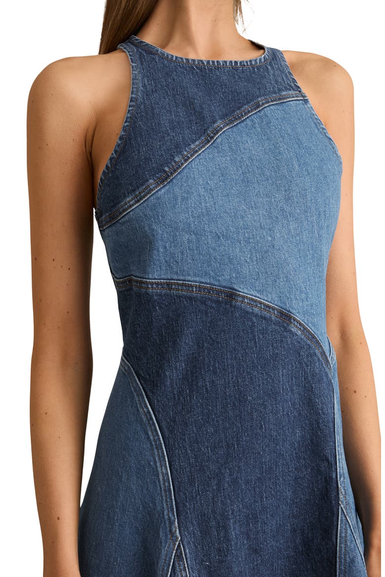 Wilder Colorblock Denim Panel Midi Dress, Alternate, color, INDIGO