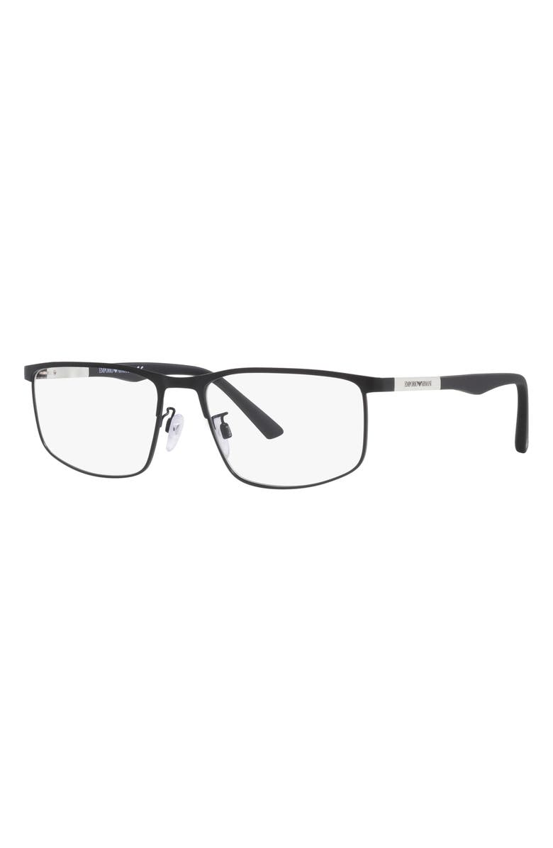 Emporio Armani 54mm Pillow Optical Glasses, Alternate, color, Matte Black / Demo Lens