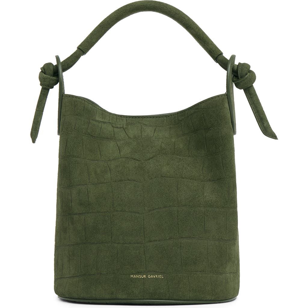 Mansur Gavriel Mini Fortuna Leather Bucket Bag In Green