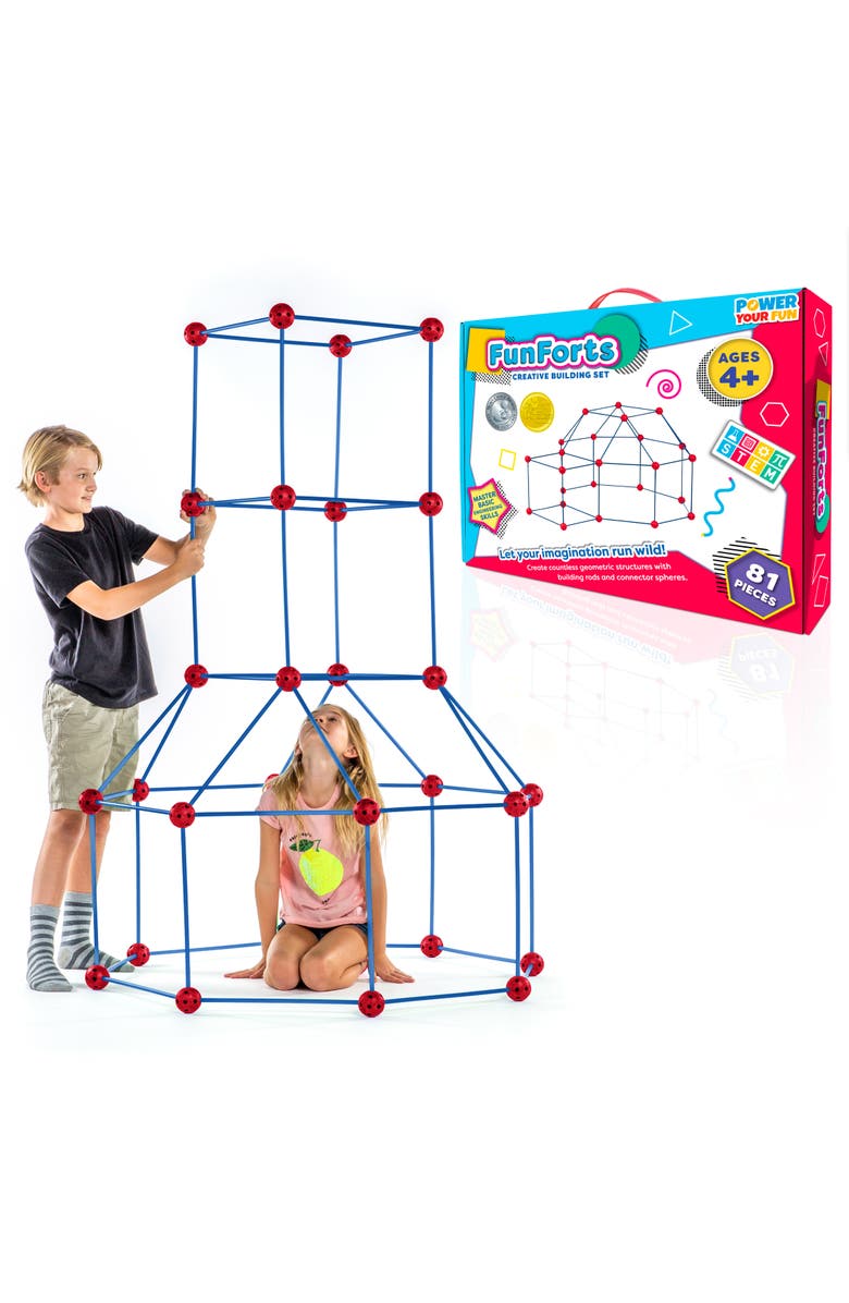 Power Your Fun Fun Forts Kids Tent for Kids - 81 Pack, Main, color, Blue, Red