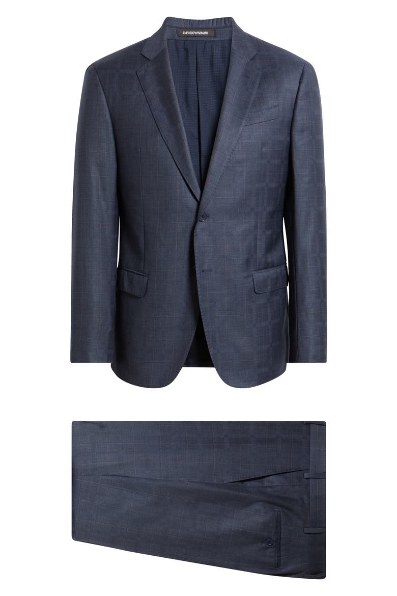 G-Line Navy Windowpane Check Virgin Wool Suit, Main, color, NAVY