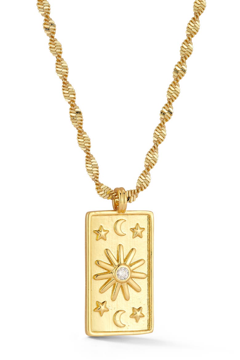 Cubic Zirconia Celestial Pendant Necklace, Main, color, GOLD
