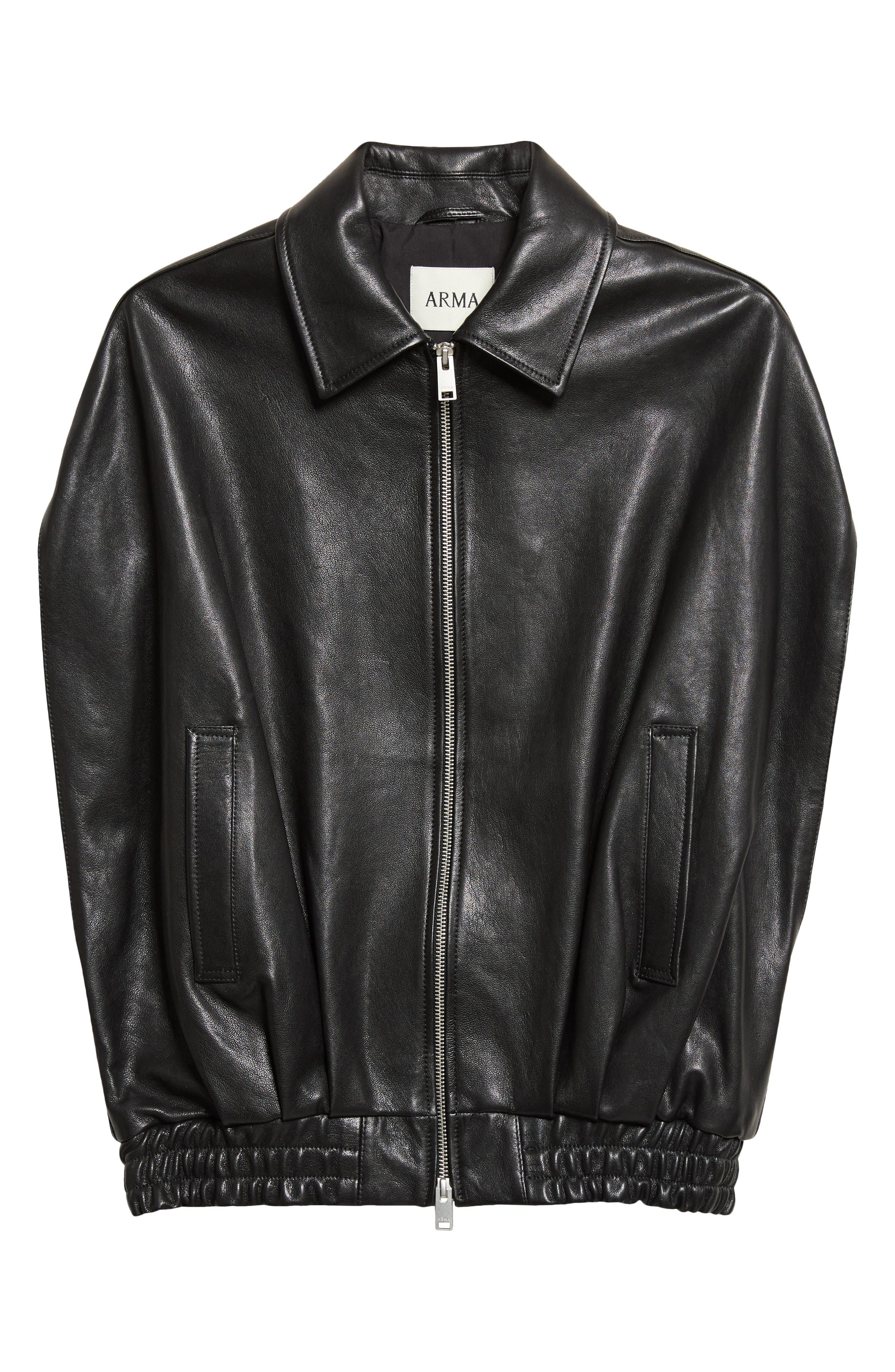 ARMA Bina Vegetal Lambskin Leather Cape Jacket in Black at Nordstrom, Size 38