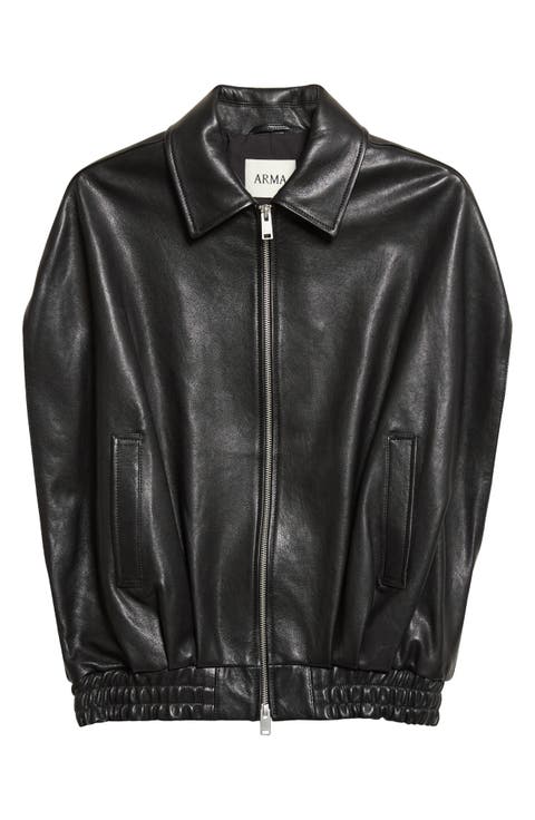 Bina Vegetal Lambskin Leather Cape Jacket