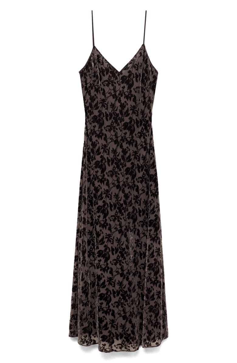 MANGO Floral Jacquard Dress, Alternate, color, Chocolate