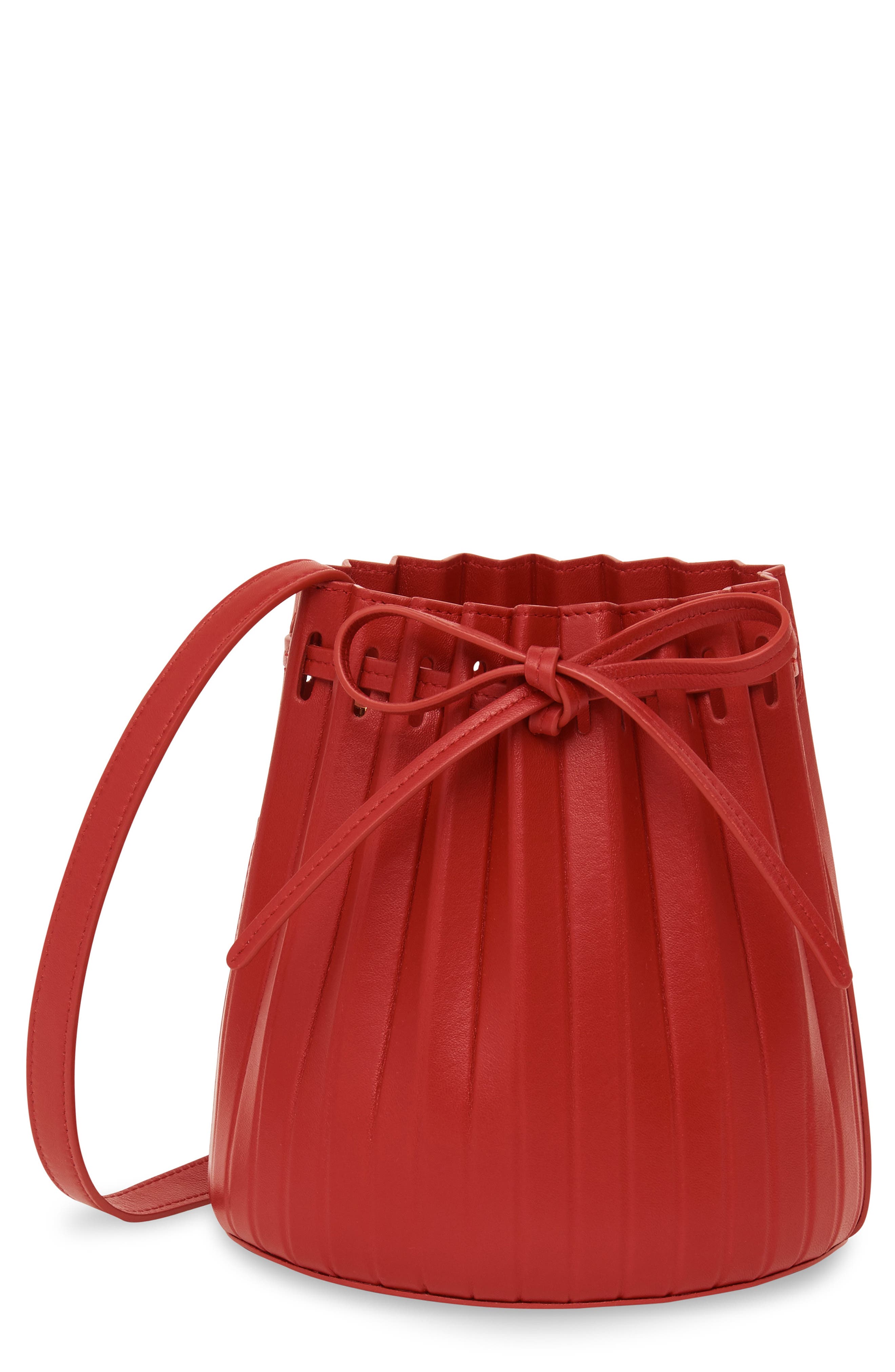 Mansur Gavriel Mini Pleat Leather Bucket Bag, Main, color, 