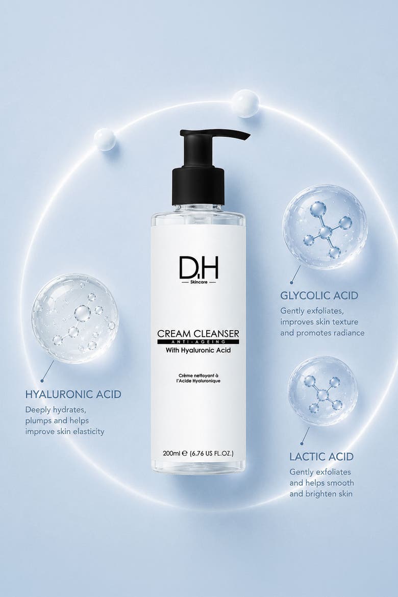 Cream Cleanser with Hyaluronic Acid 200ml for Dryness, Fine Lines & Wrinkles, Alternate, color, White