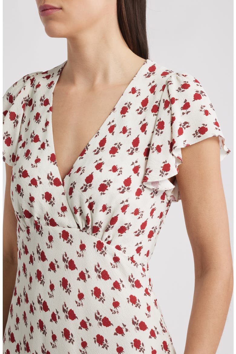 Alba Floral Crepe Minidress, Alternate, color, HAZY ROSE DEEP RED