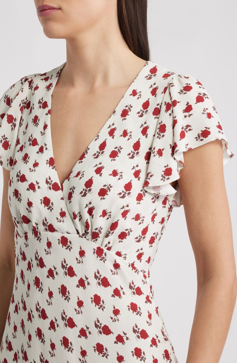 Faithfull the Brand Alba Floral Crepe Minidress, Alternate, color, Hazy Rose Deep Red