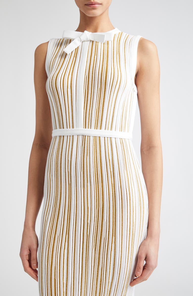Giambattista Valli Bow Trim Sleeveless Knit Dress, Alternate, color, Gold/ Ivory