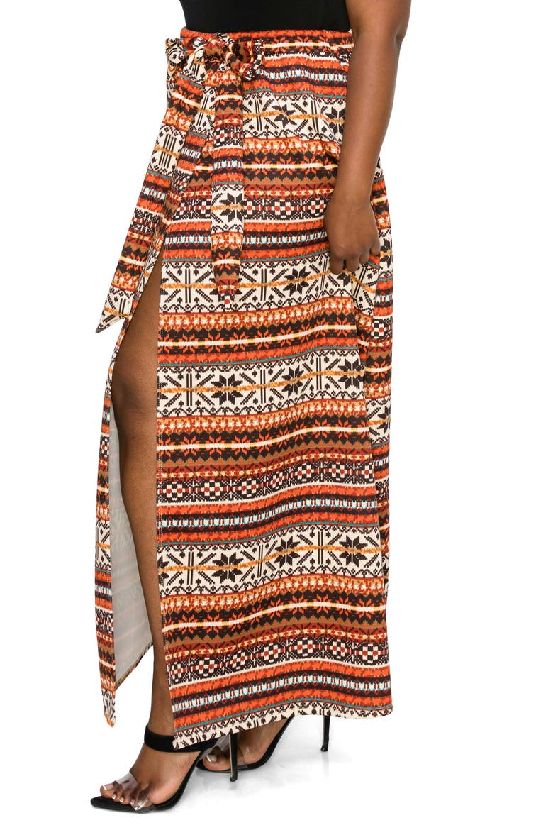 Ari Wrap Maxi Skirt, Alternate, color, RUST