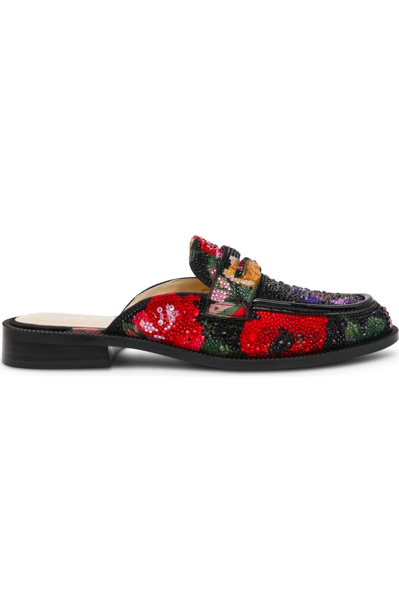 Betsey Johnson Liona Rhinestone Floral Mule, Alternate, color, Black Flower Multi