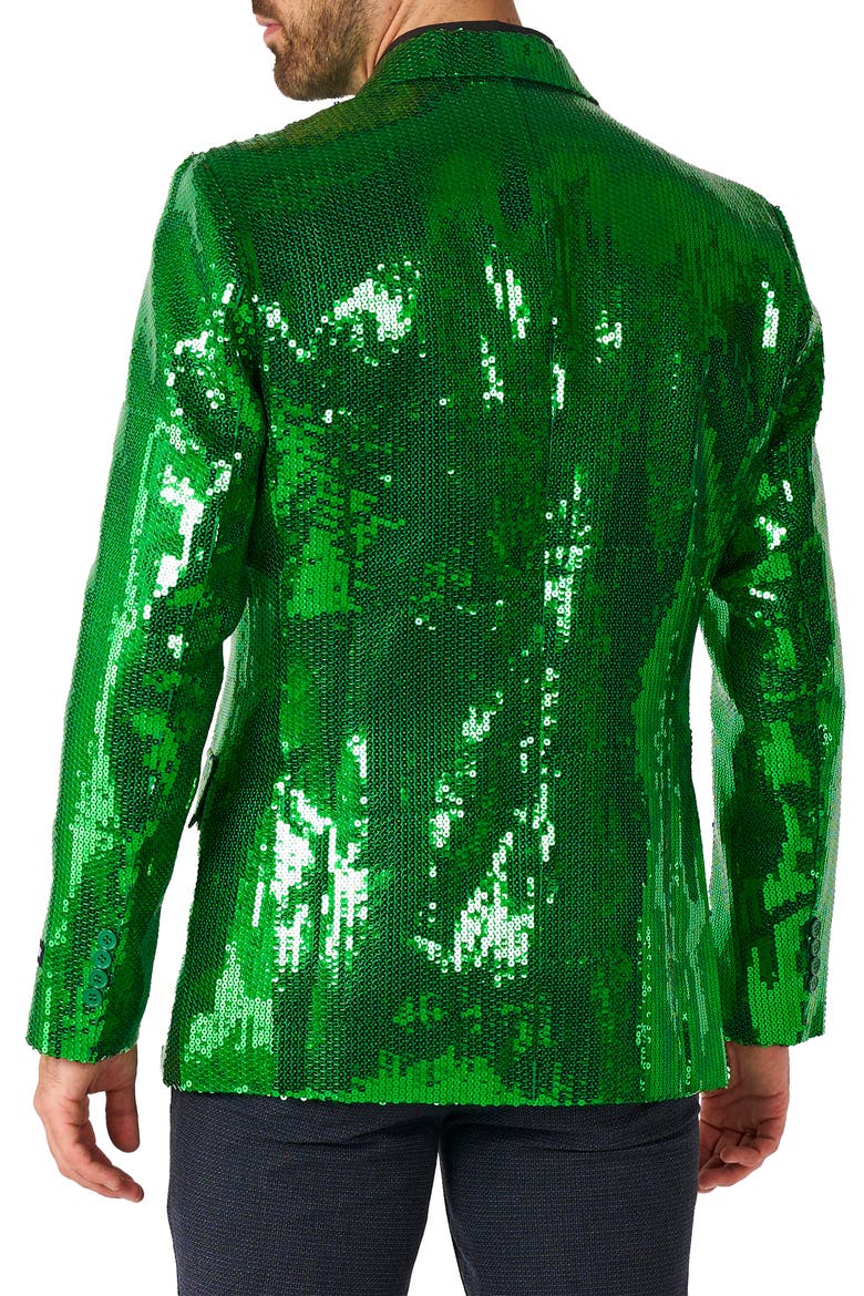 Sequin Green Blazer, Alternate, color, GREEN