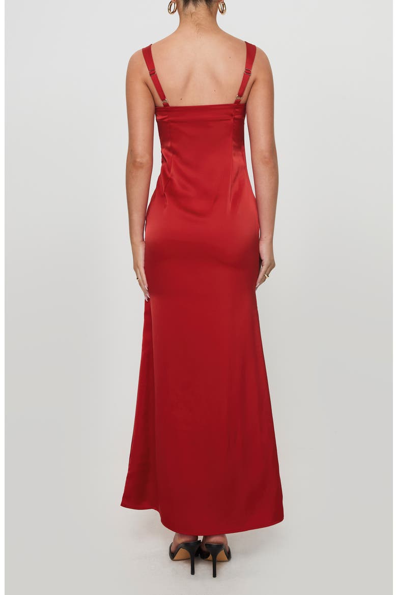 Strauss Satin Maxi Dress, Alternate, color, RED