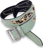 mnml Leopard Stud Leather Belt