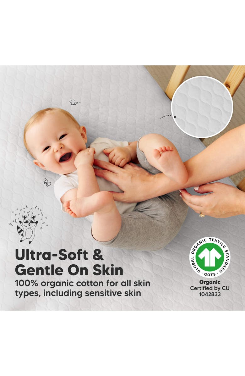 KeaBabies 2-Pack Mavy Protect+ Waterproof Crib Mattress Protector, Alternate, color, Pearl Gray