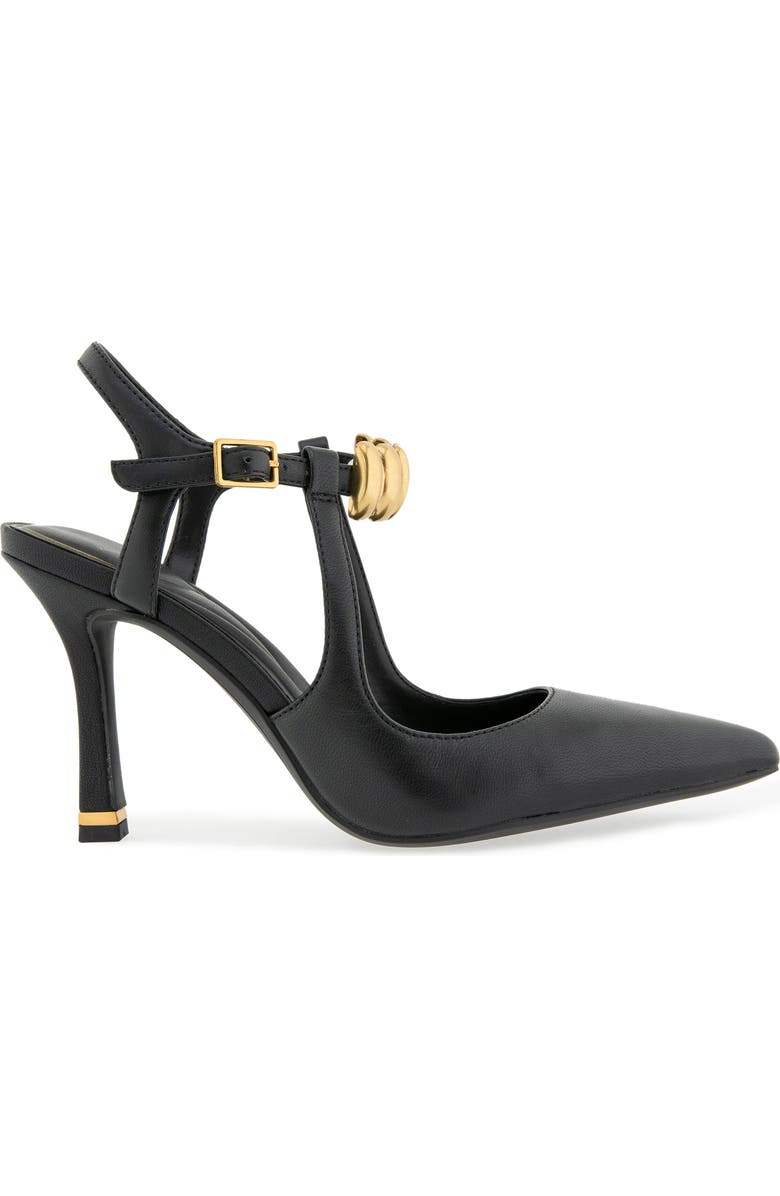 Kenneth Cole Romi Ankle Strap Pointed Toe Pump, Alternate, color, Black Leather