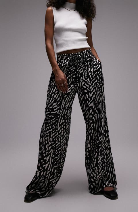 Satin Wide Leg Drawstring Pants