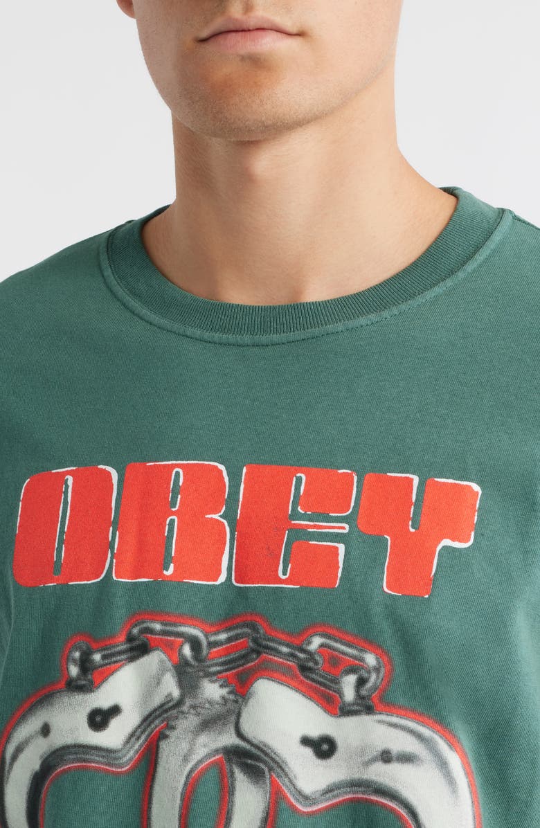 Obey Cuffs Graphic T-Shirt, Alternate, color, Pigment Rainforest