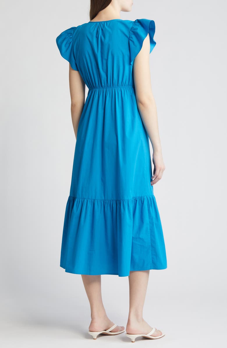 Rails Tina Flutter Sleeve Cotton Blend Midi Dress, Alternate, color, Turkish Tile