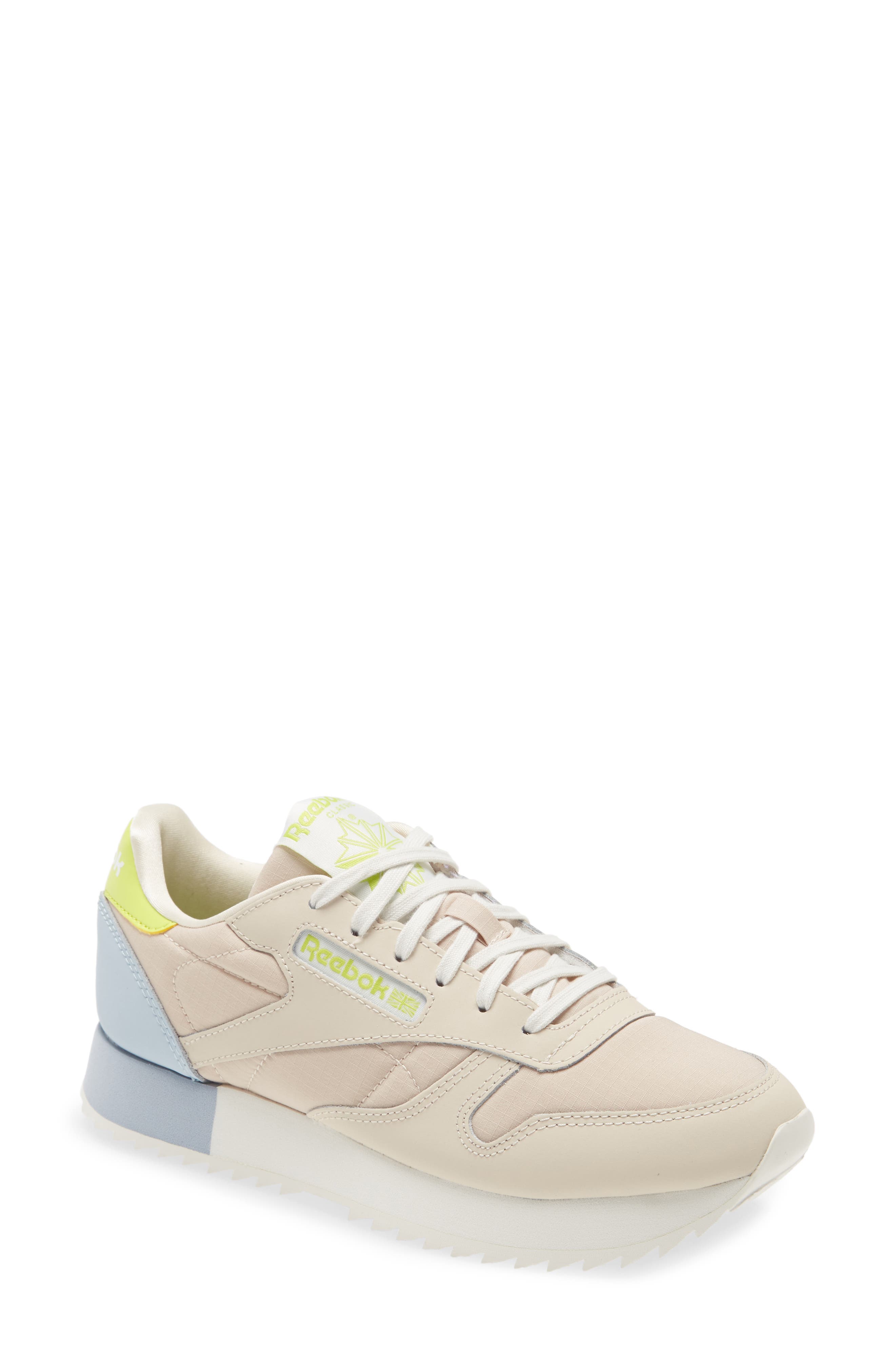 Classic Leather Sneaker, Main, color, BEIGE/ GREY/ CHALK
