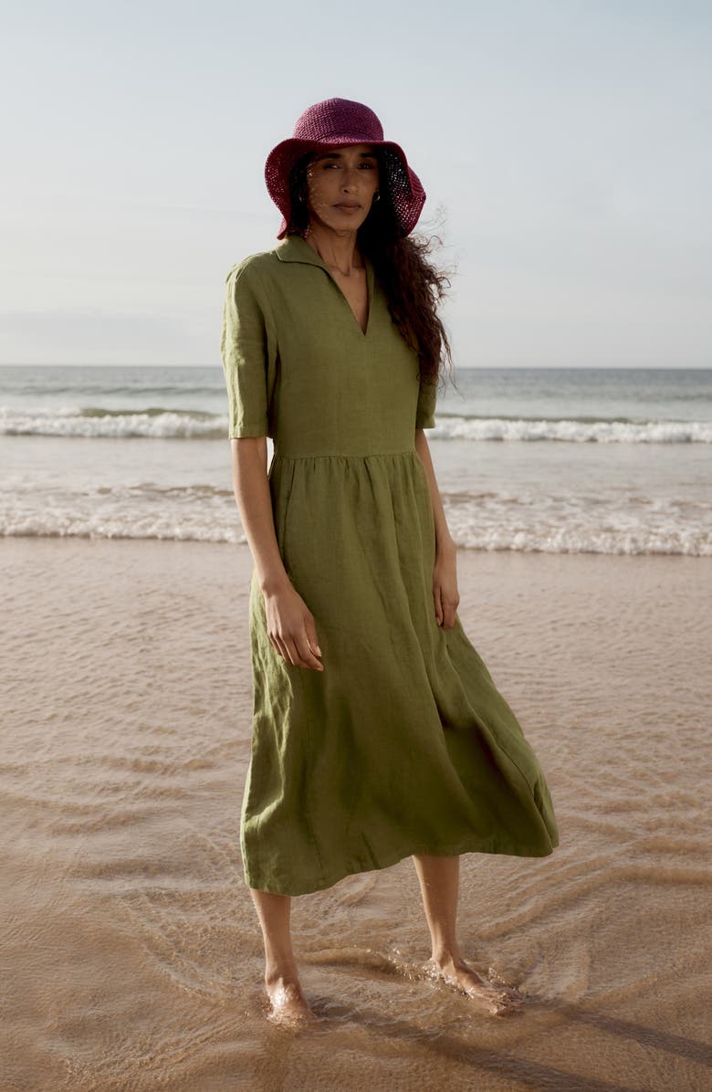 Seasalt Cornwall Fen Violet Linen Midi Shirtdress, Alternate, color, Creek