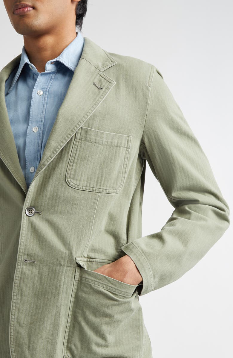Drake's Games Cotton Herringbone Blazer, Alternate, color, Olive