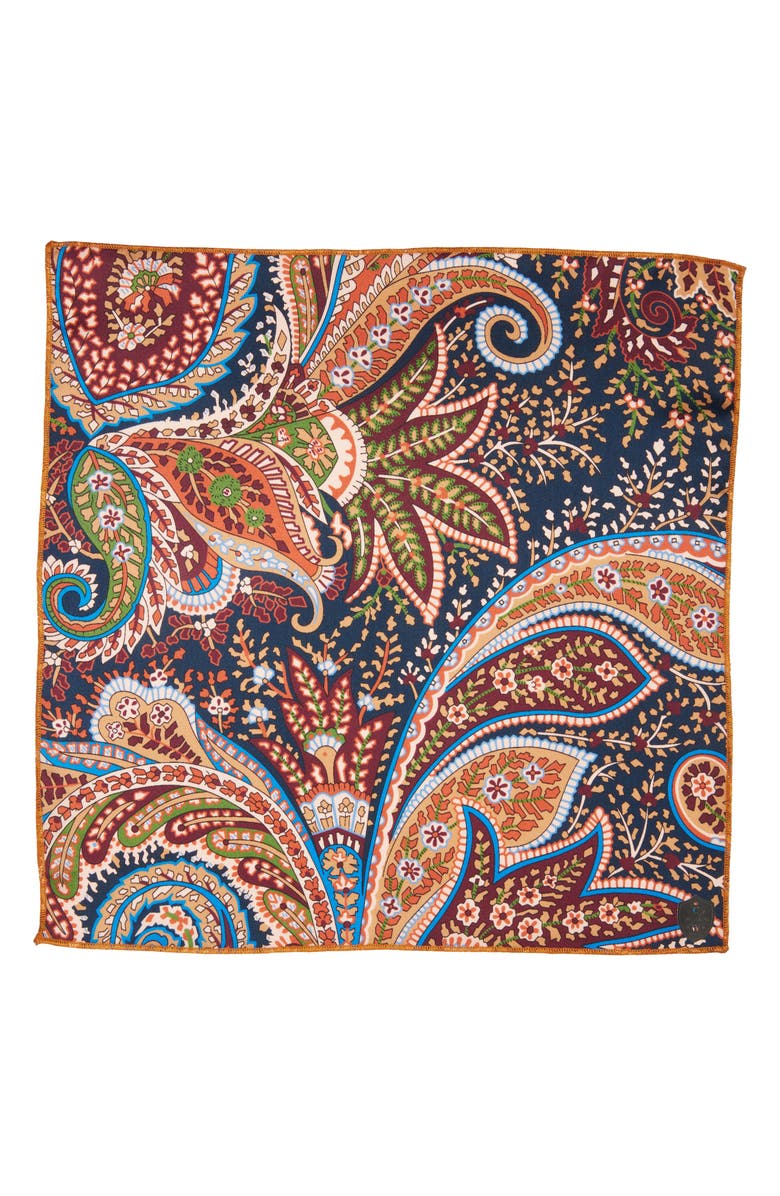 CLIFTON WILSON Paisley Silk Pocket Square, Alternate, color, Tan