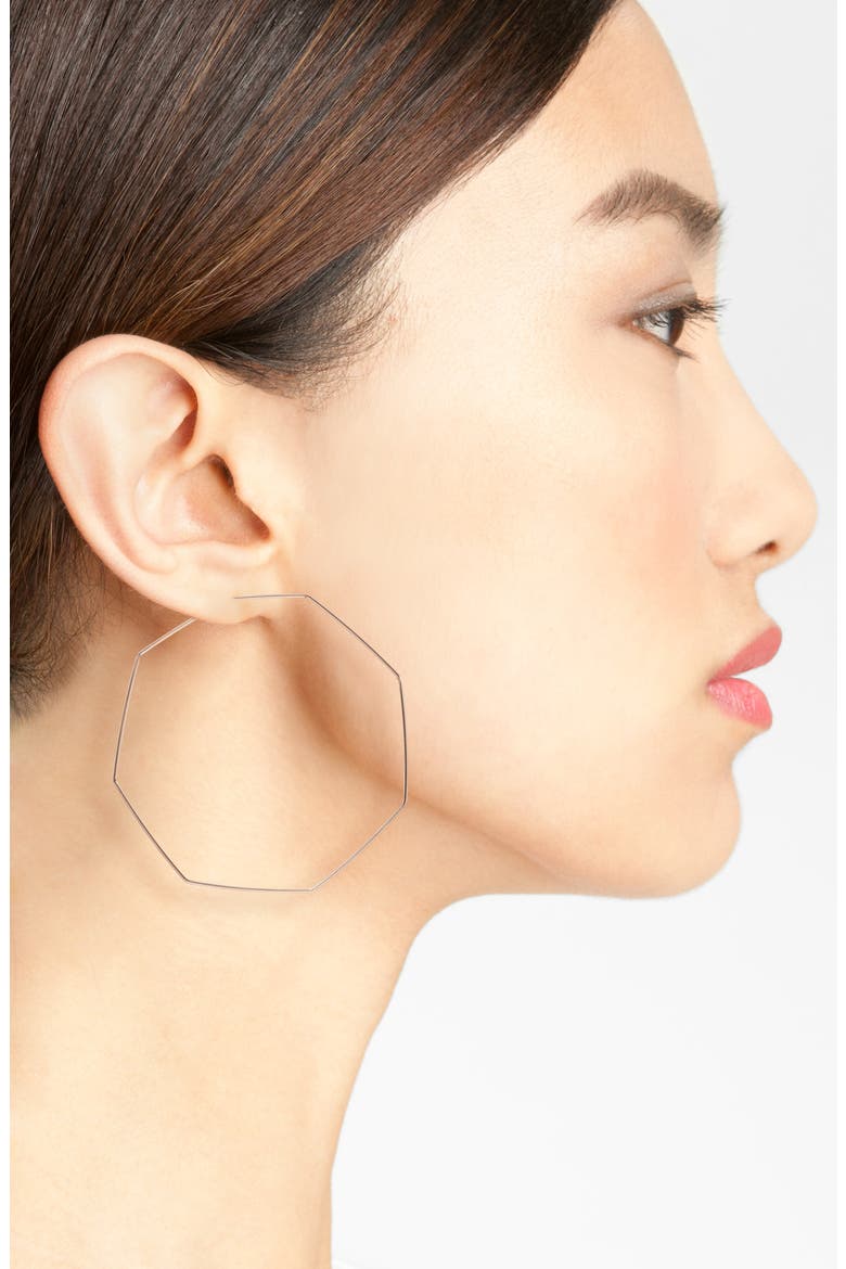 Octagon Hoop Earrings, Alternate, color, ROSE GOLD