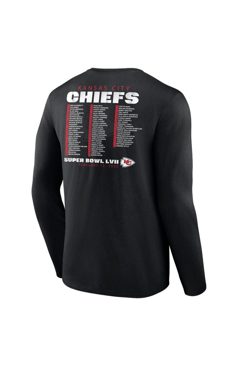 FANATICS Men's Fanatics Branded Black Kansas City Chiefs Super Bowl LVII Varsity Roster Long Sleeve T-Shirt, Alternate, color, 