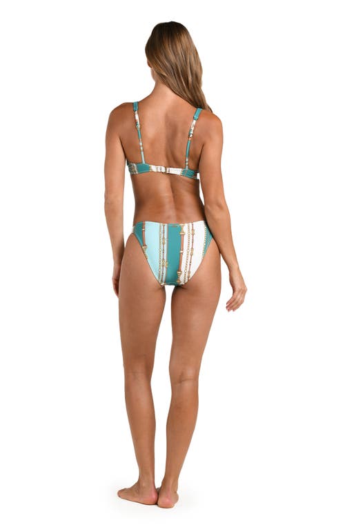 L'agence Nicole Belt Stripe Classic Bikini Bottom In Blue