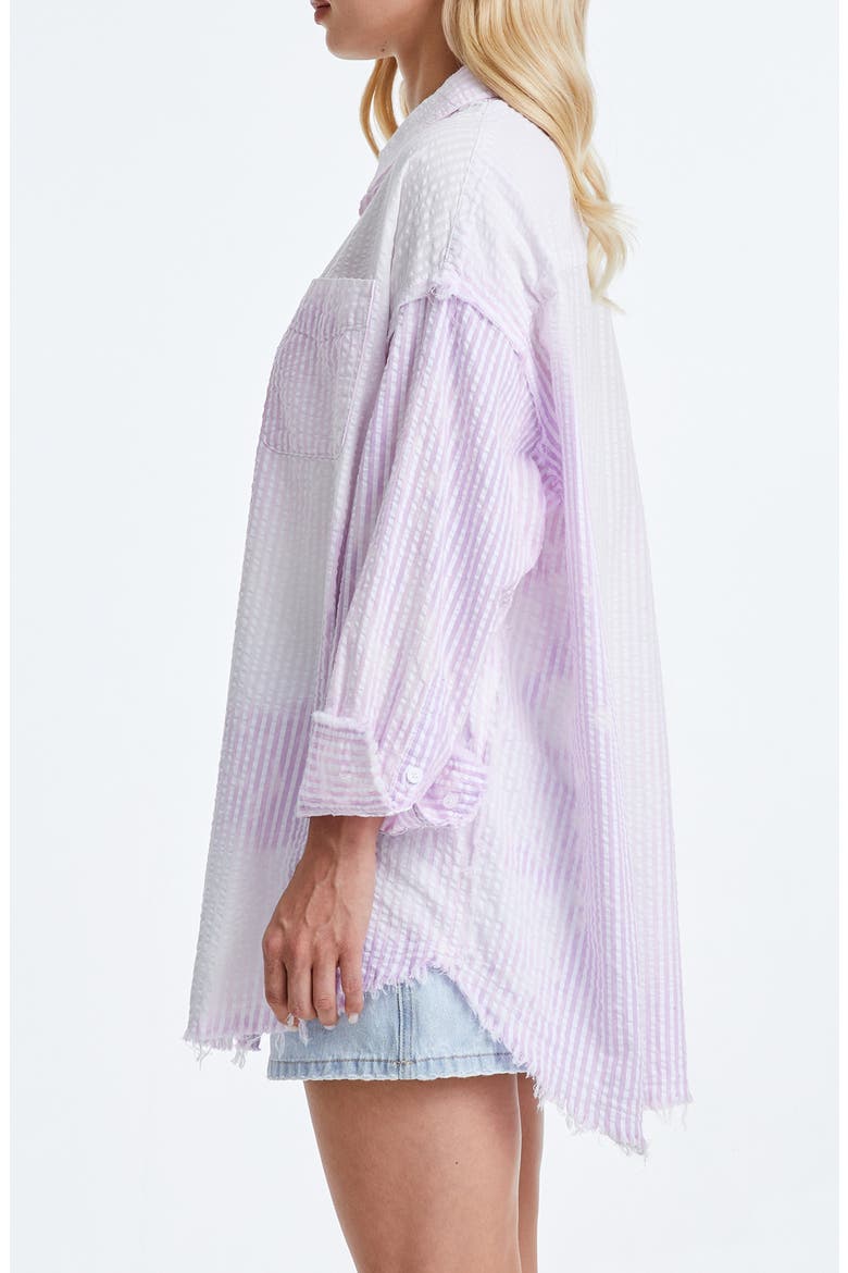 Fringe Cotton Shirt, Alternate, color, LIGHT PURPLE/ WHITE STRIPE