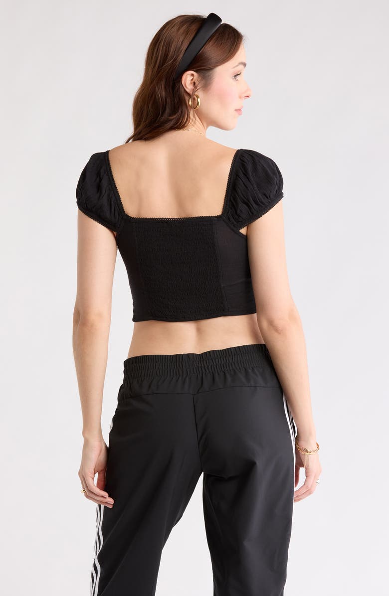 Abound Smocked Cap Sleeve Crop Top, Alternate, color, Black