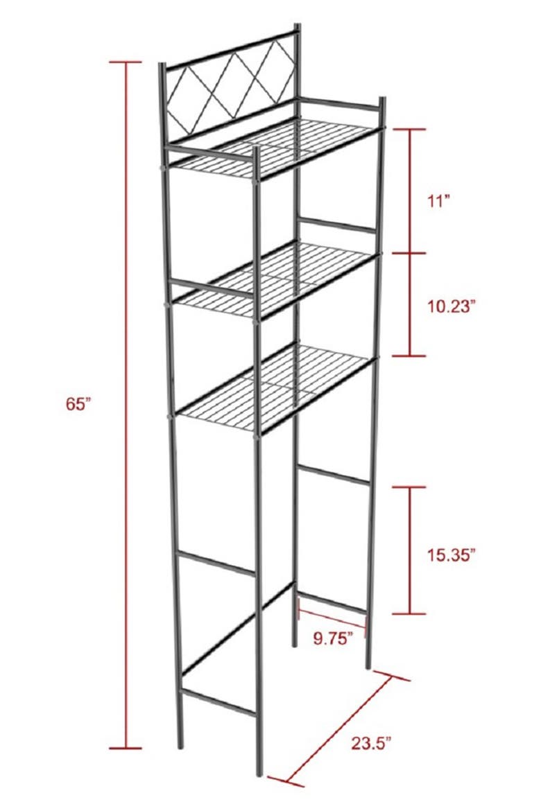 3-Shelf Metal Bathroom Organizer, Alternate, color, BLACK