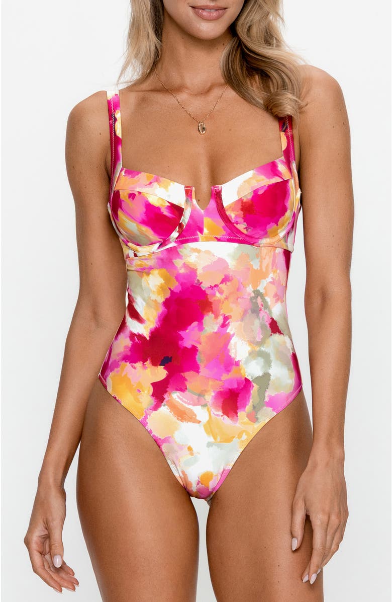 PS By Cupshe Underwire Cheeky One-Piece Swimsuit, Alternate, color, Medium Pink