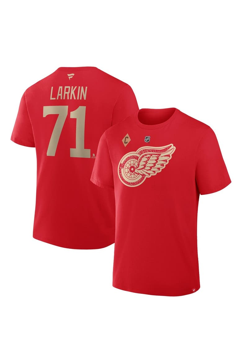 Men's Fanatics Dylan Larkin Red Detroit Red Wings Authentic Stack Name & Number T-Shirt, Main, color, Red