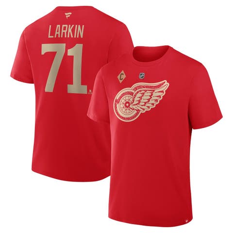 Men's Fanatics Dylan Larkin Red Detroit Red Wings Authentic Stack Name & Number T-Shirt