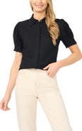 CeCe Scallop Detail Button-Up Shirt