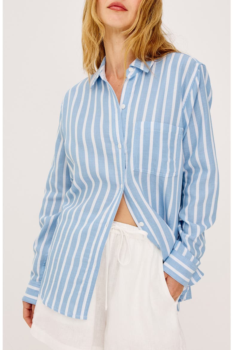 Freeman Cotton Button-Up Shirt, Main, color, SALTWATER STRIPE