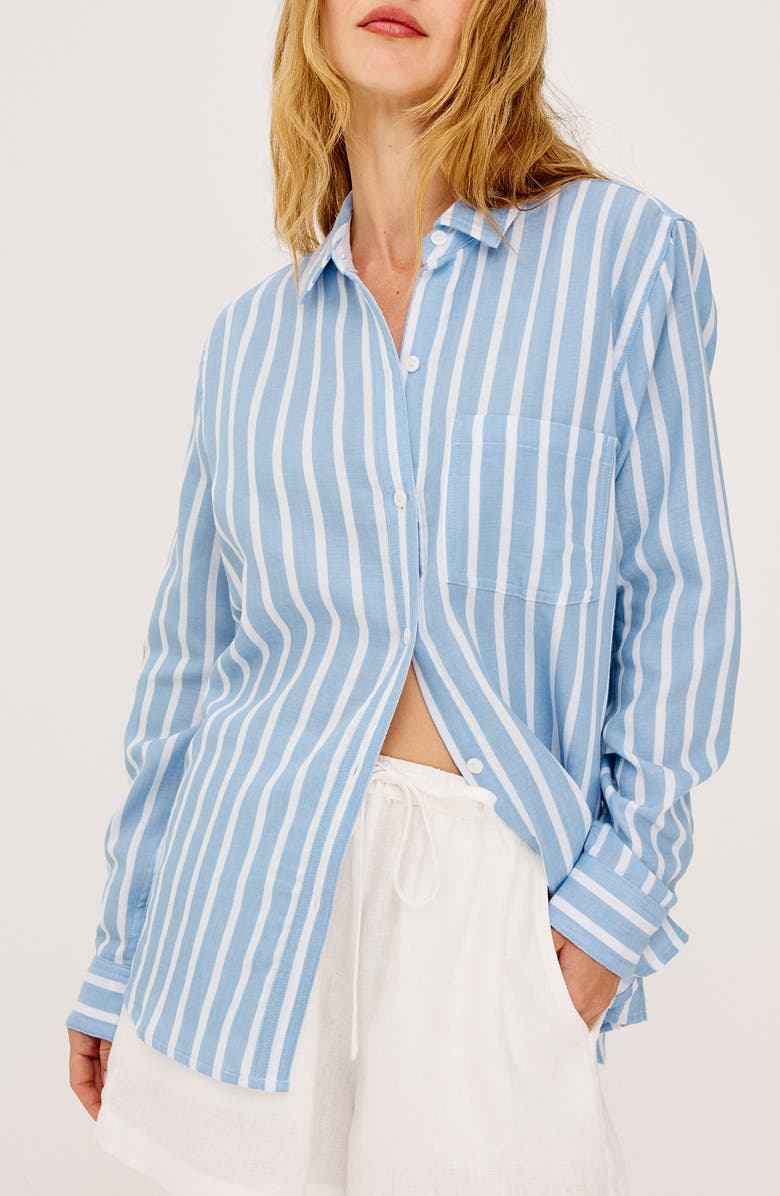 Rails Freeman Cotton Button-Up Shirt, Main, color, Saltwater Stripe