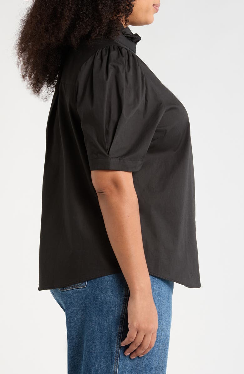 SUGARLIPS Finley Ruffle Puff Sleeve Shirt, Alternate, color, Black