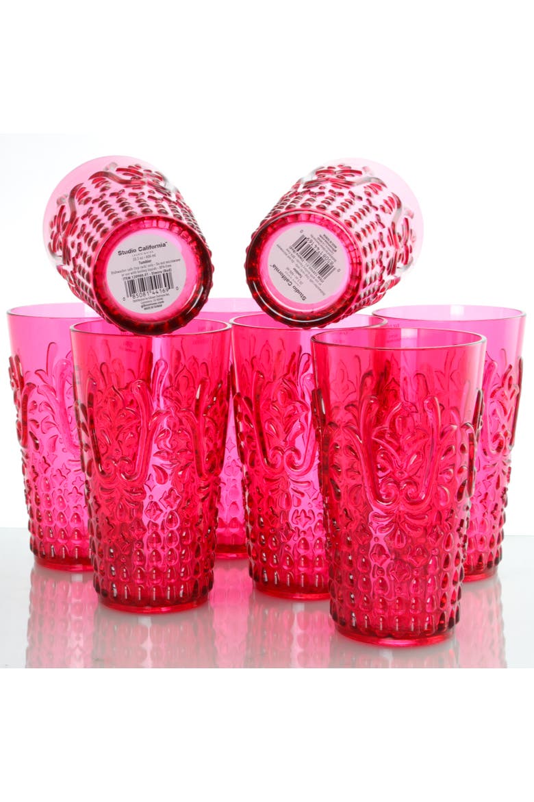 20.5 oz Acrylic Tumbler in Red, Set of 8, Alternate, color, Red