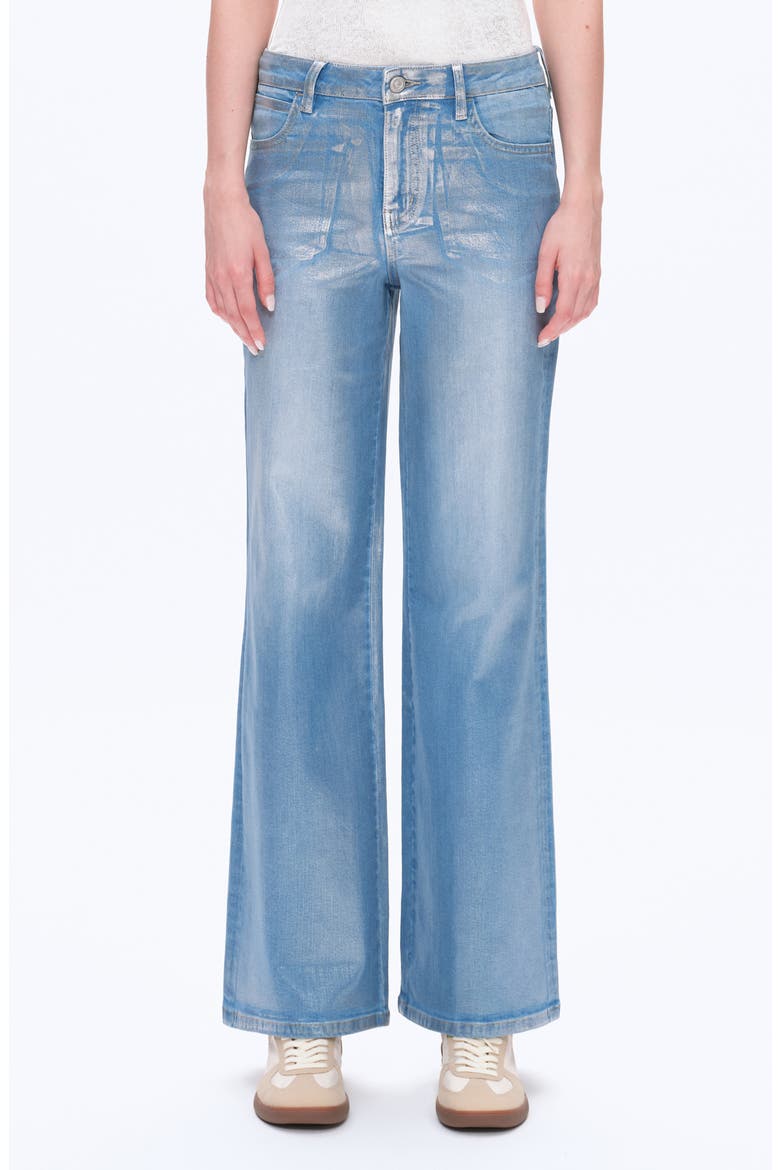 Metallic High Waist Wide Leg Jeans, Main, color, BLUE/ SILVER