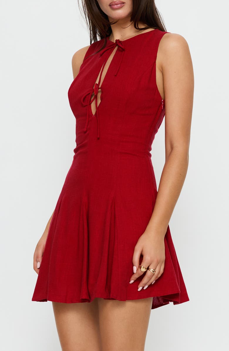 Princess Polly Aeryn Tie Front Minidress, Alternate, color, Red