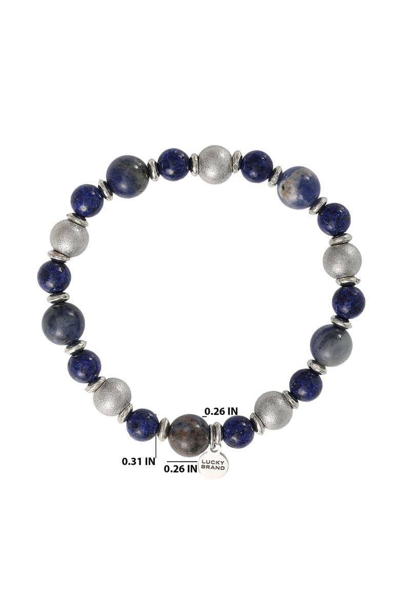 Men's Sodalite & Silver-Tone Beaded Stretch Bracelet, Alternate, color, Blue