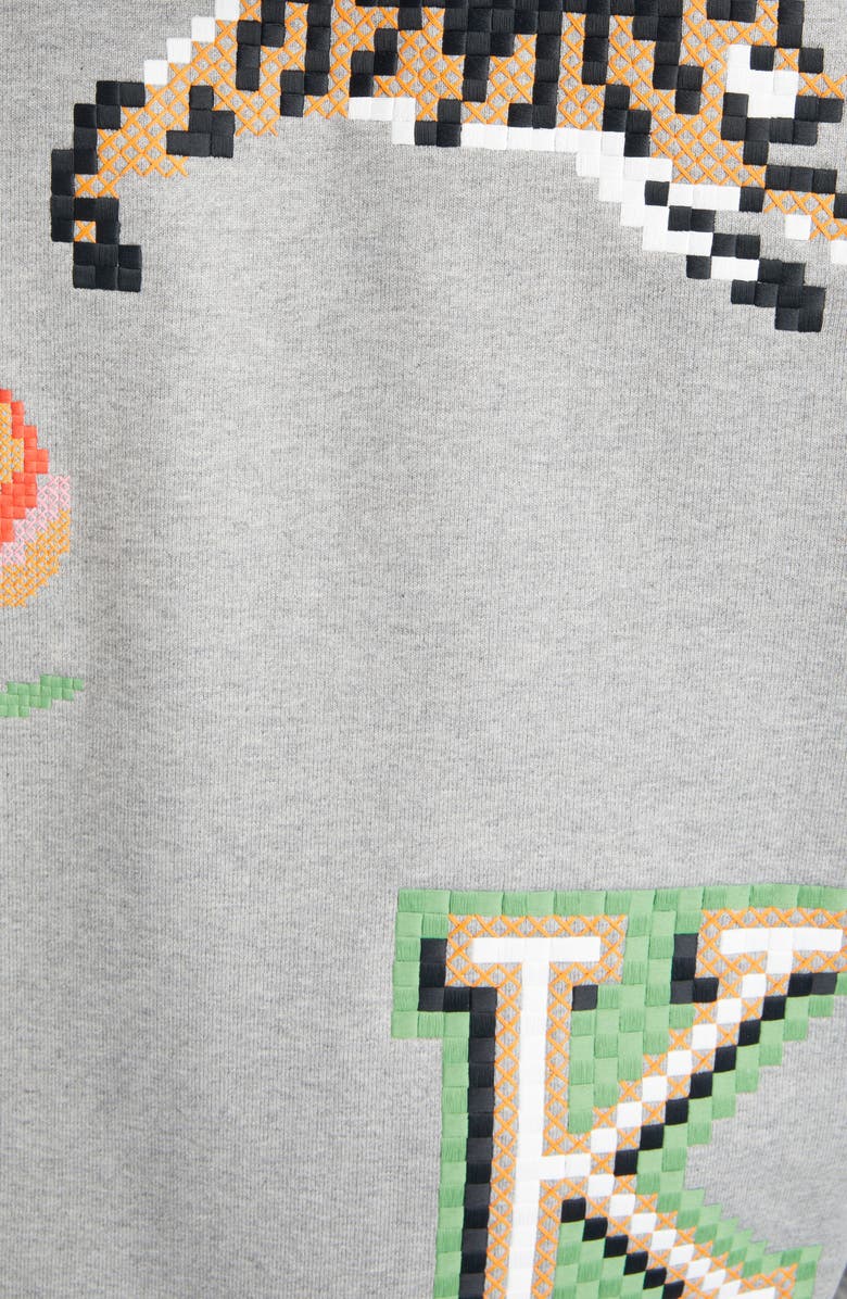 KENZO Oversize Embroidered Pixel Stretch Cotton Hoodie, Alternate, color, 