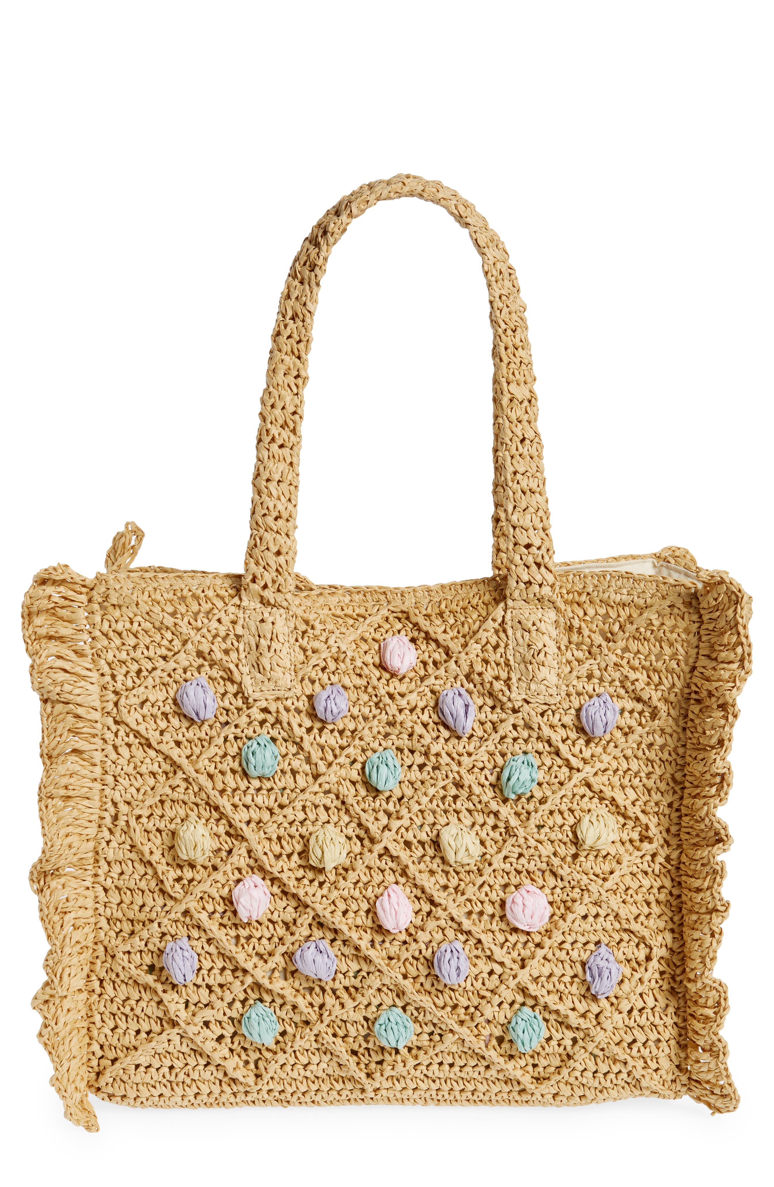 BTB Los Angeles Cheri Straw Tote, Main, color, 