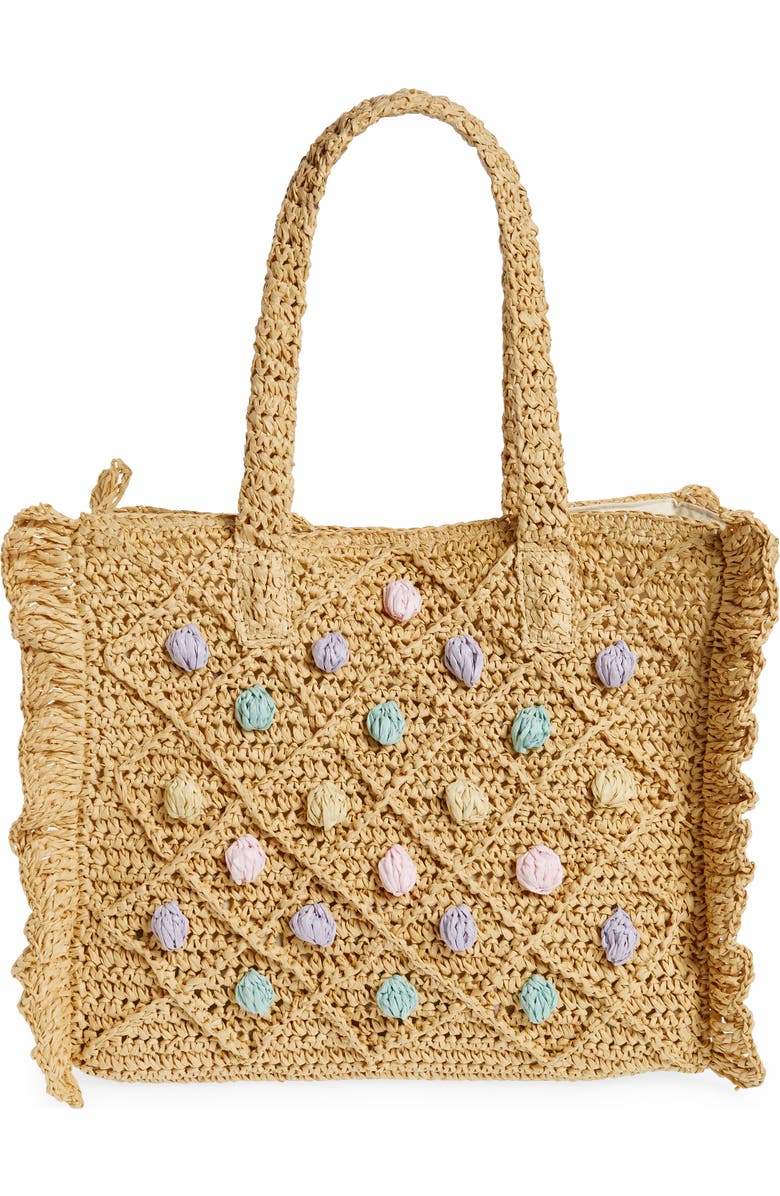 BTB Los Angeles Cheri Straw Tote, Main, color,